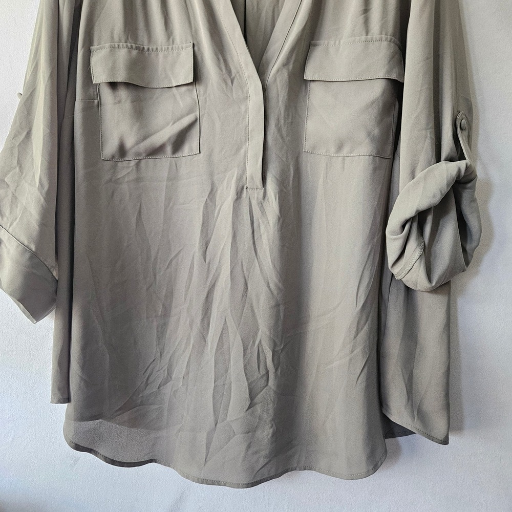Torrid Harper Blouse Womens 3 Grey NWOT Pockets Professional Office Minimalist - Picture 8 of 11